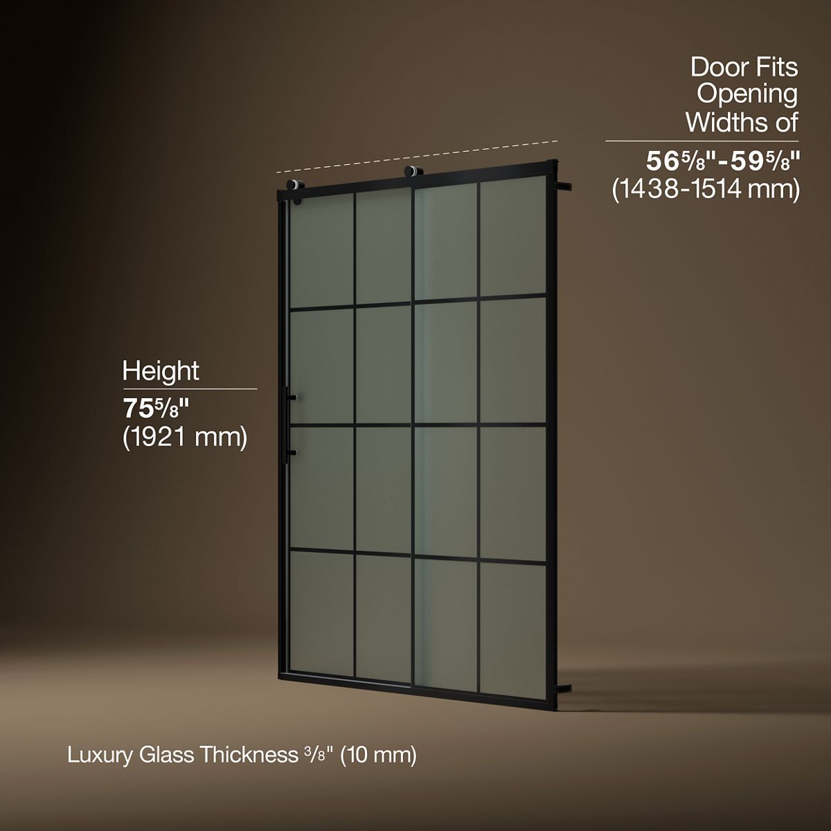 3/4 view of product with dimensions