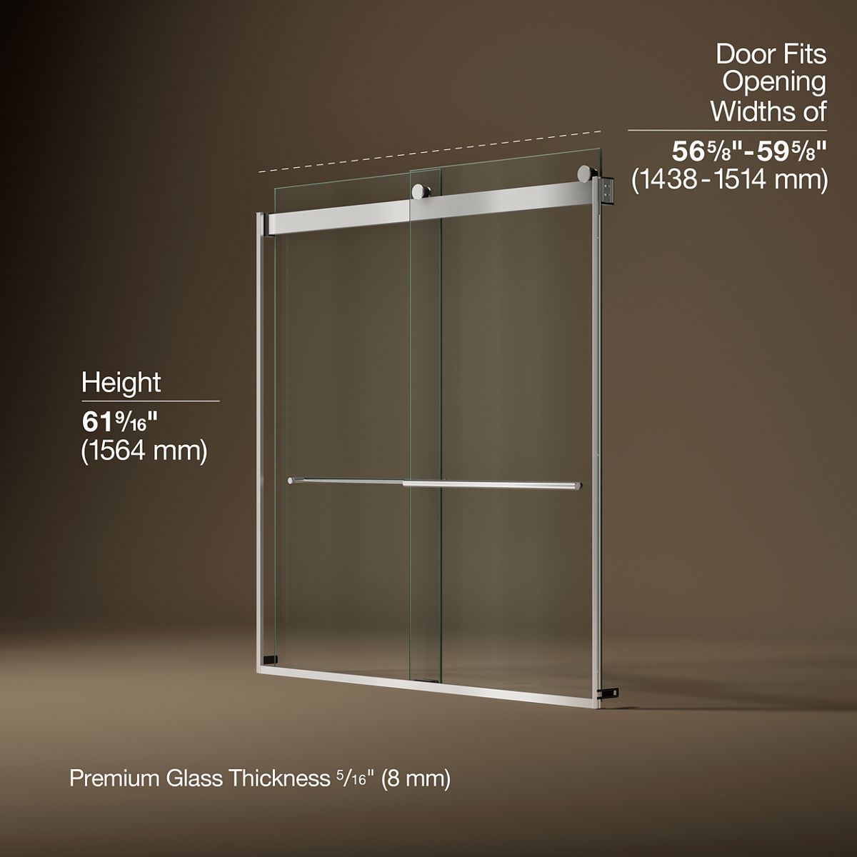3/4 view of product with dimensions