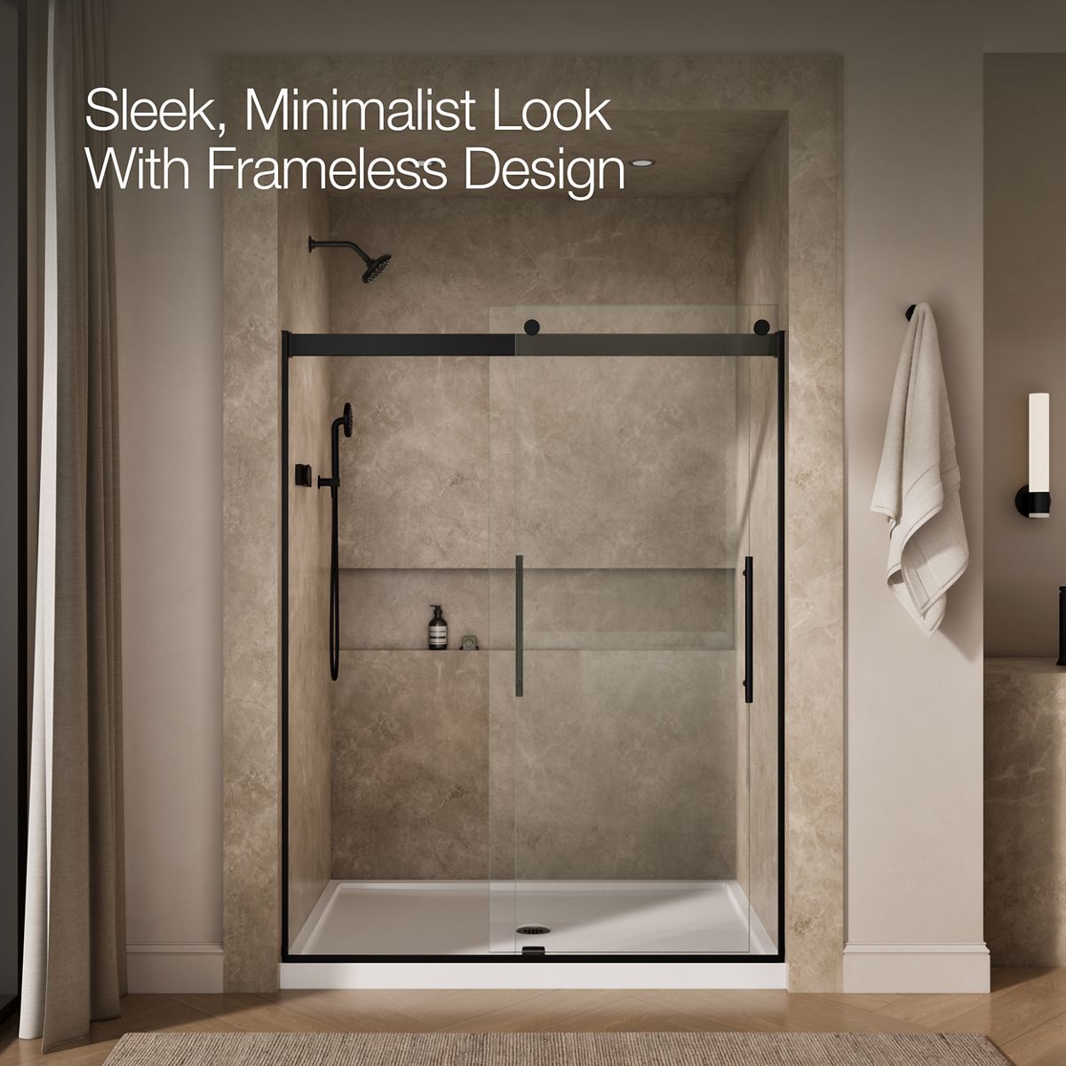 Levity Plus Frameless Sliding Shower Door, 77-9/16