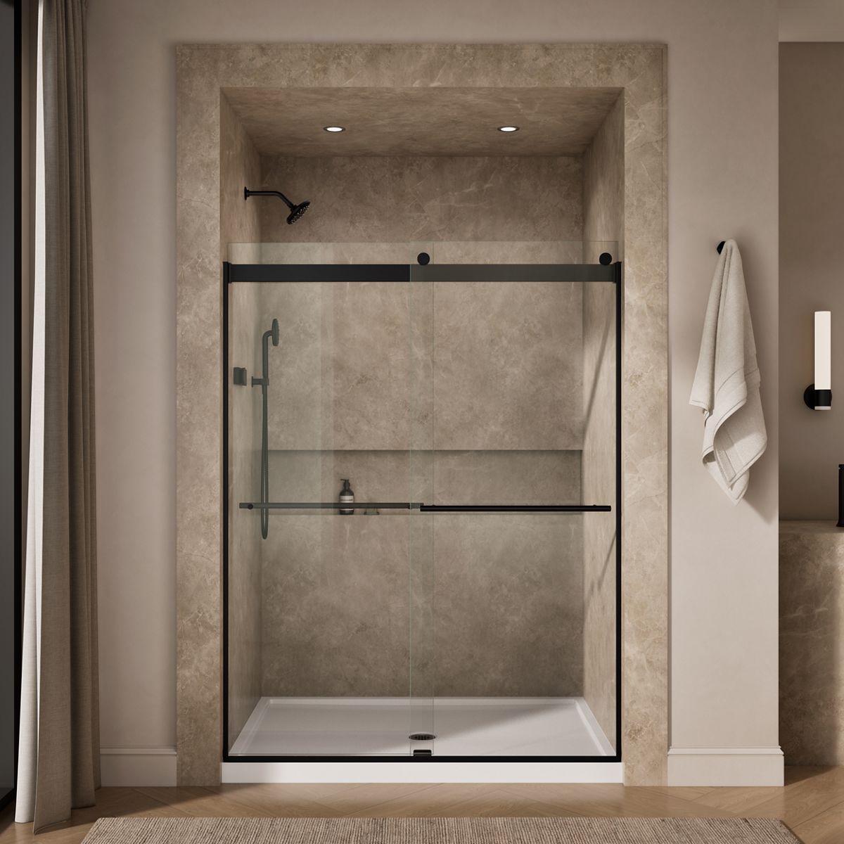 Levity Plus Frameless Bypass Shower Door, 77-9/16