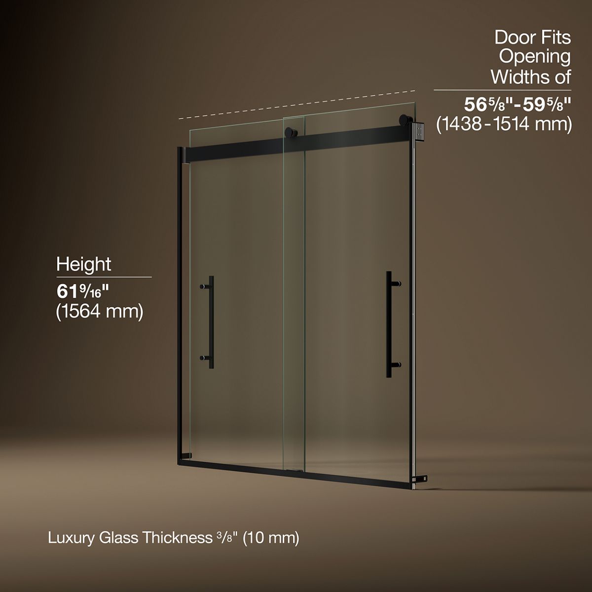 3/4 view of product with dimensions