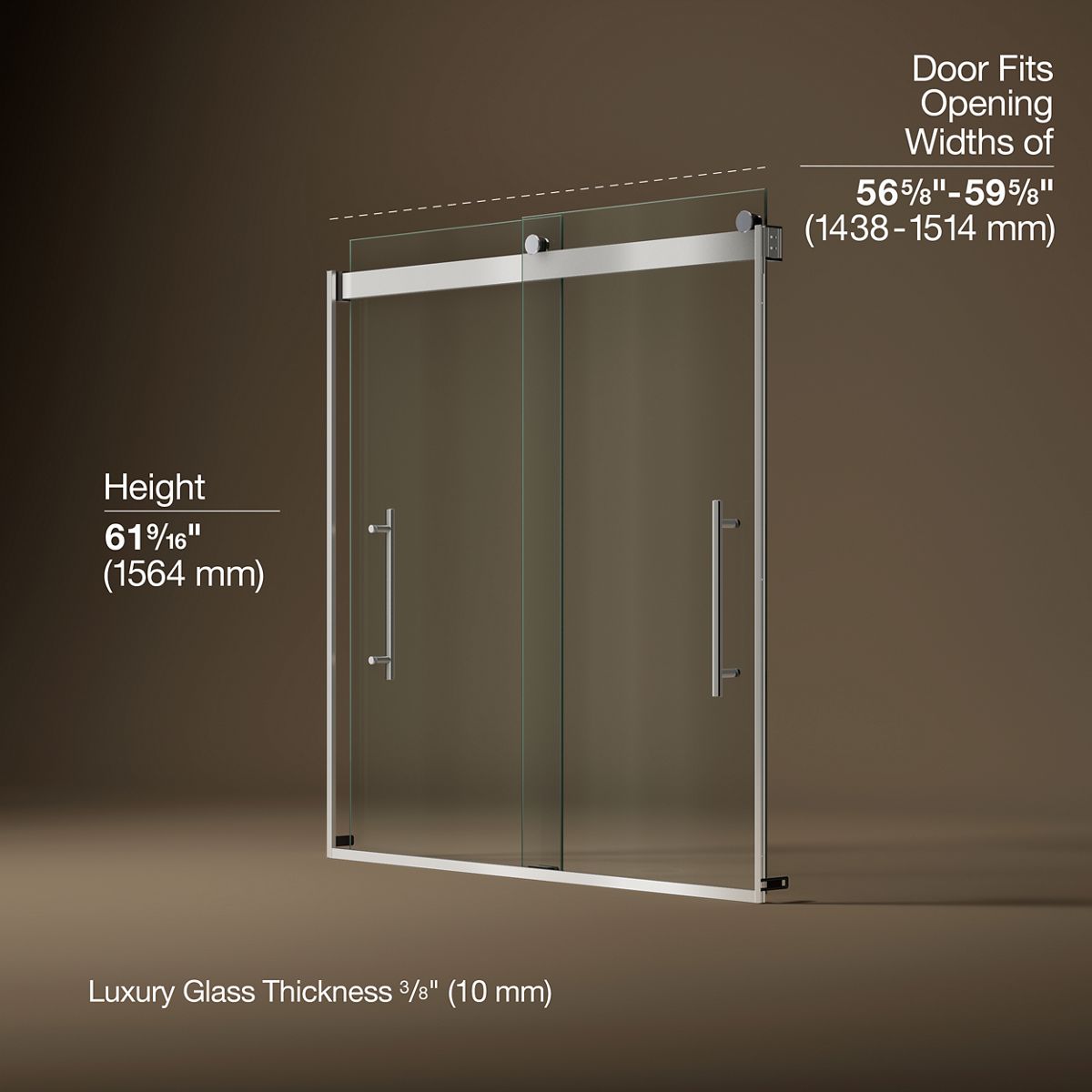 3/4 view of product with dimensions
