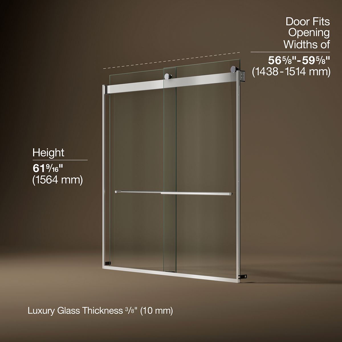 3/4 view of product with dimensions