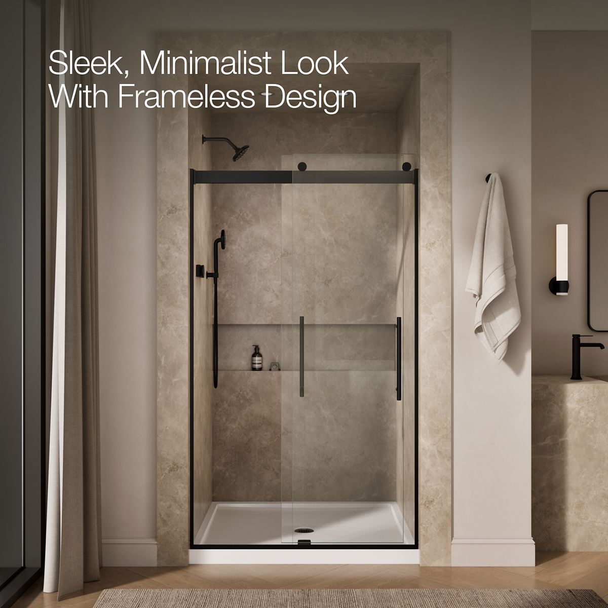 Levity Plus Frameless Sliding Shower Door, 81-5/8