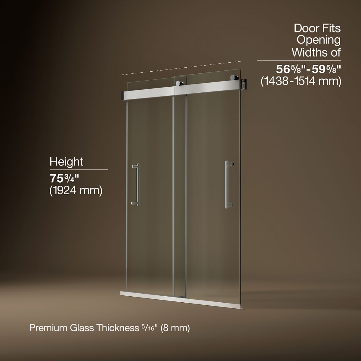 3/4 view of product with dimensions