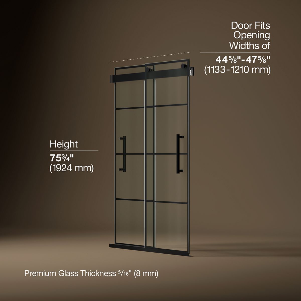 3/4 view of product with dimensions