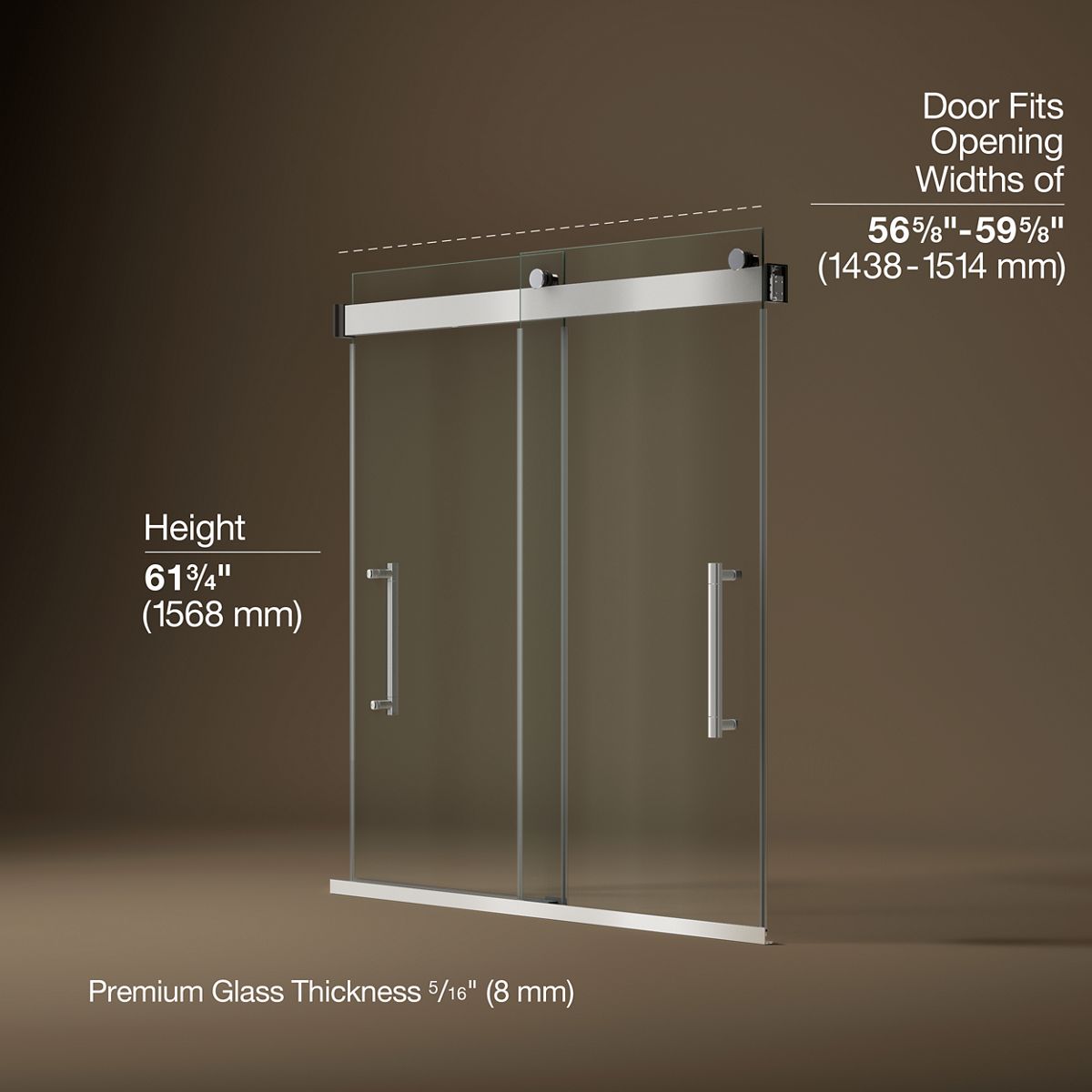 3/4 view of product with dimensions