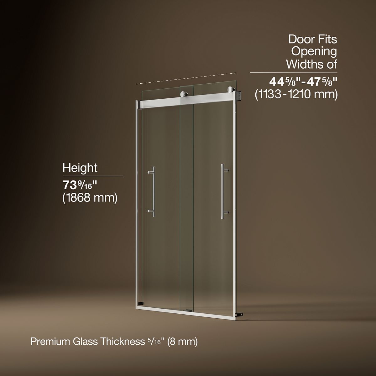 3/4 view of product with dimensions