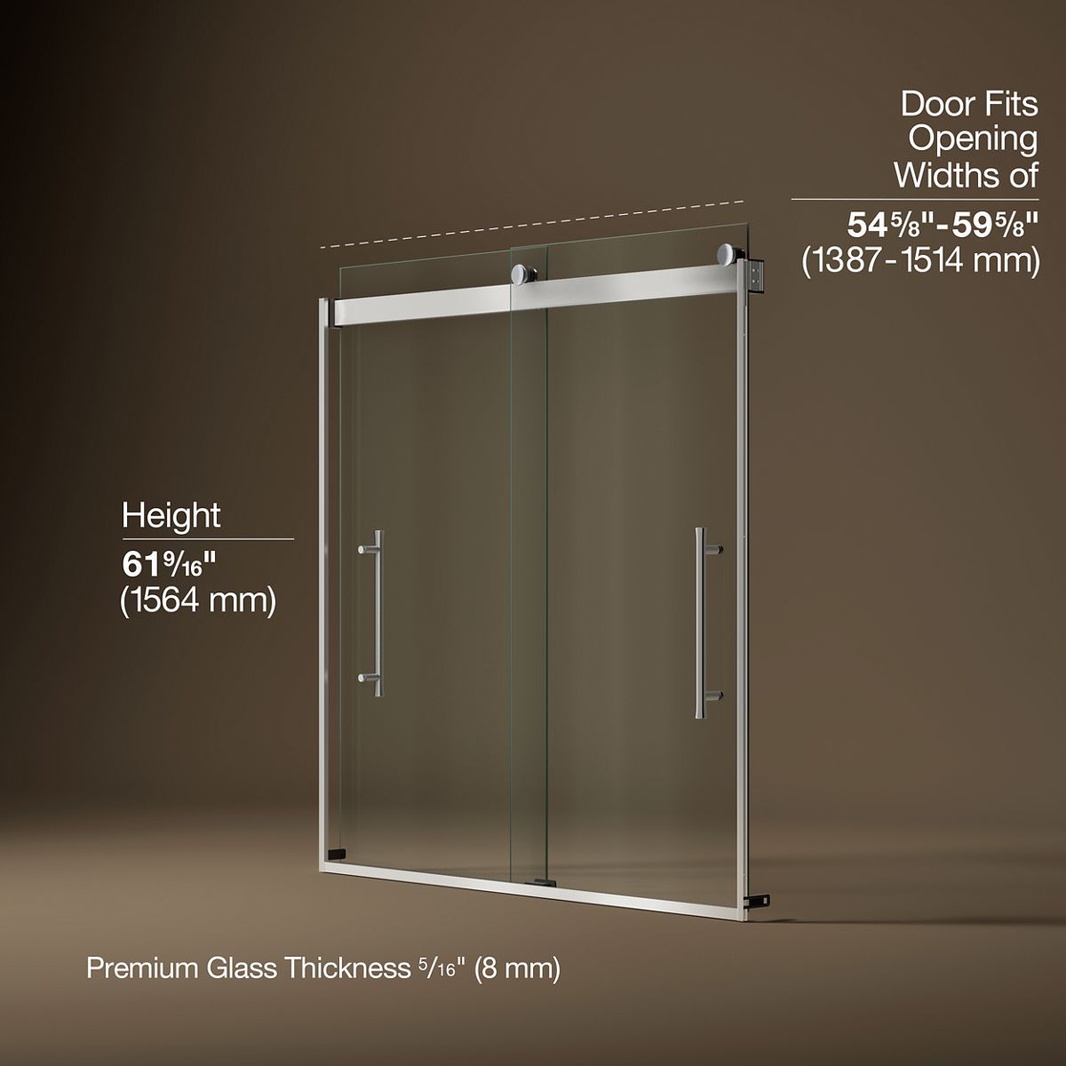 3/4 view of product with dimensions