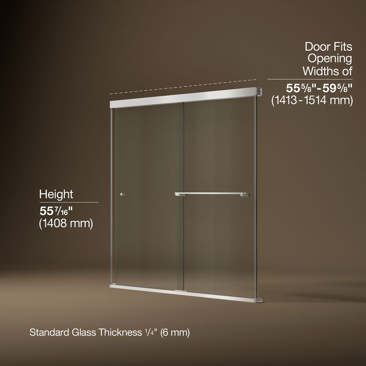 3/4 view of product with dimensions