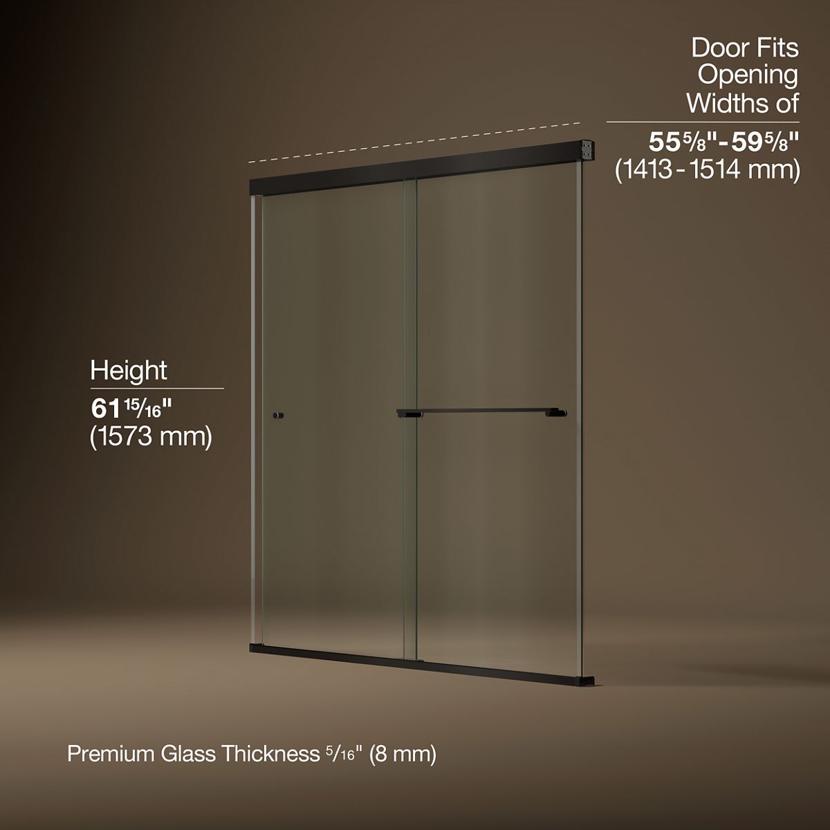 3/4 view of product with dimensions