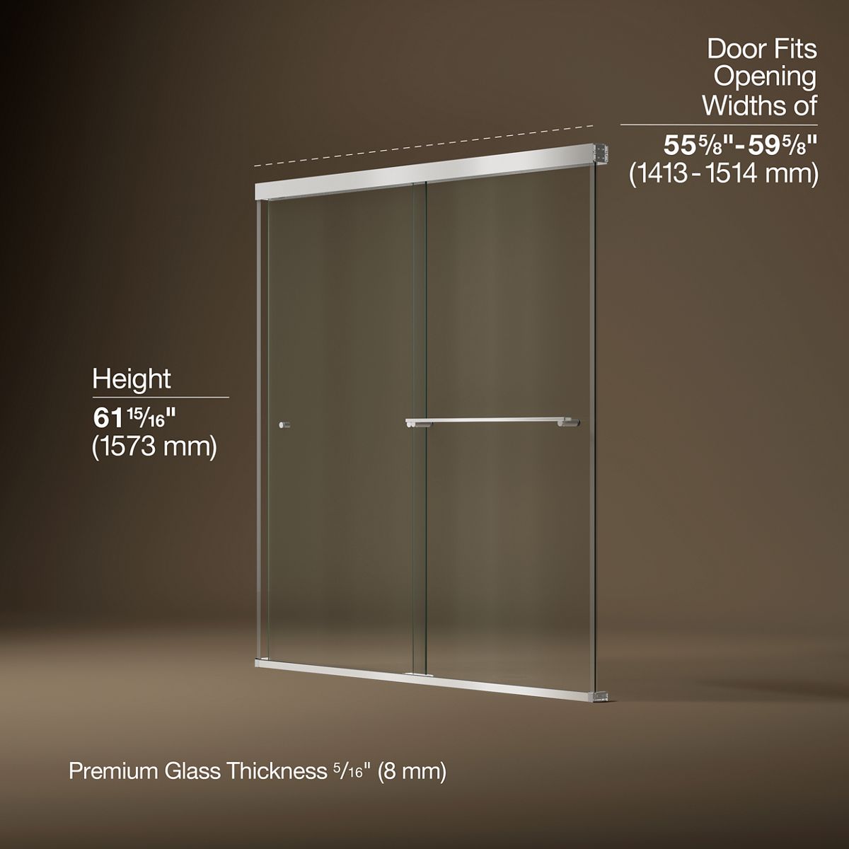 3/4 view of product with dimensions