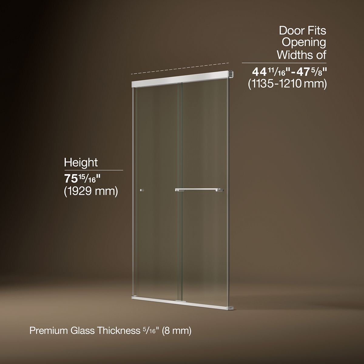 3/4 view of product with dimensions