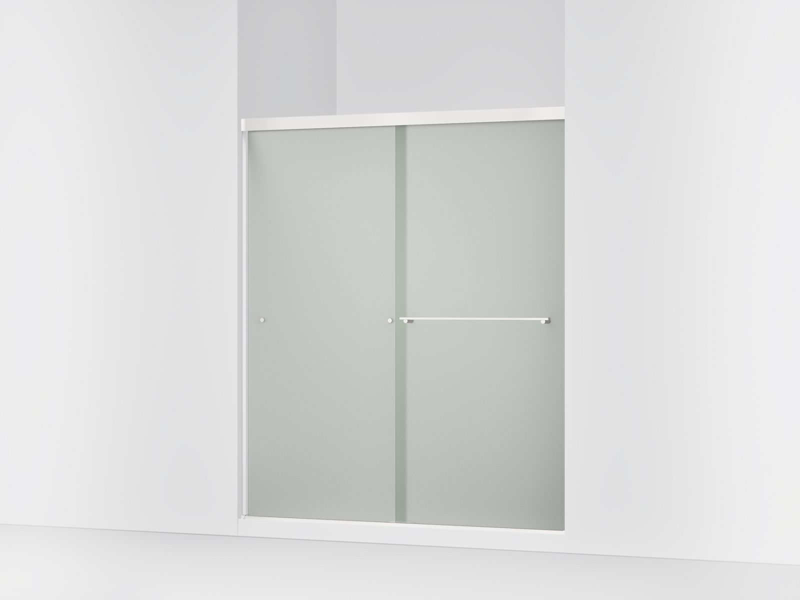 Revel® 55-5/8"-59-5/8" W x 70" H bypass shower door with 1/4"-thick Frosted glass