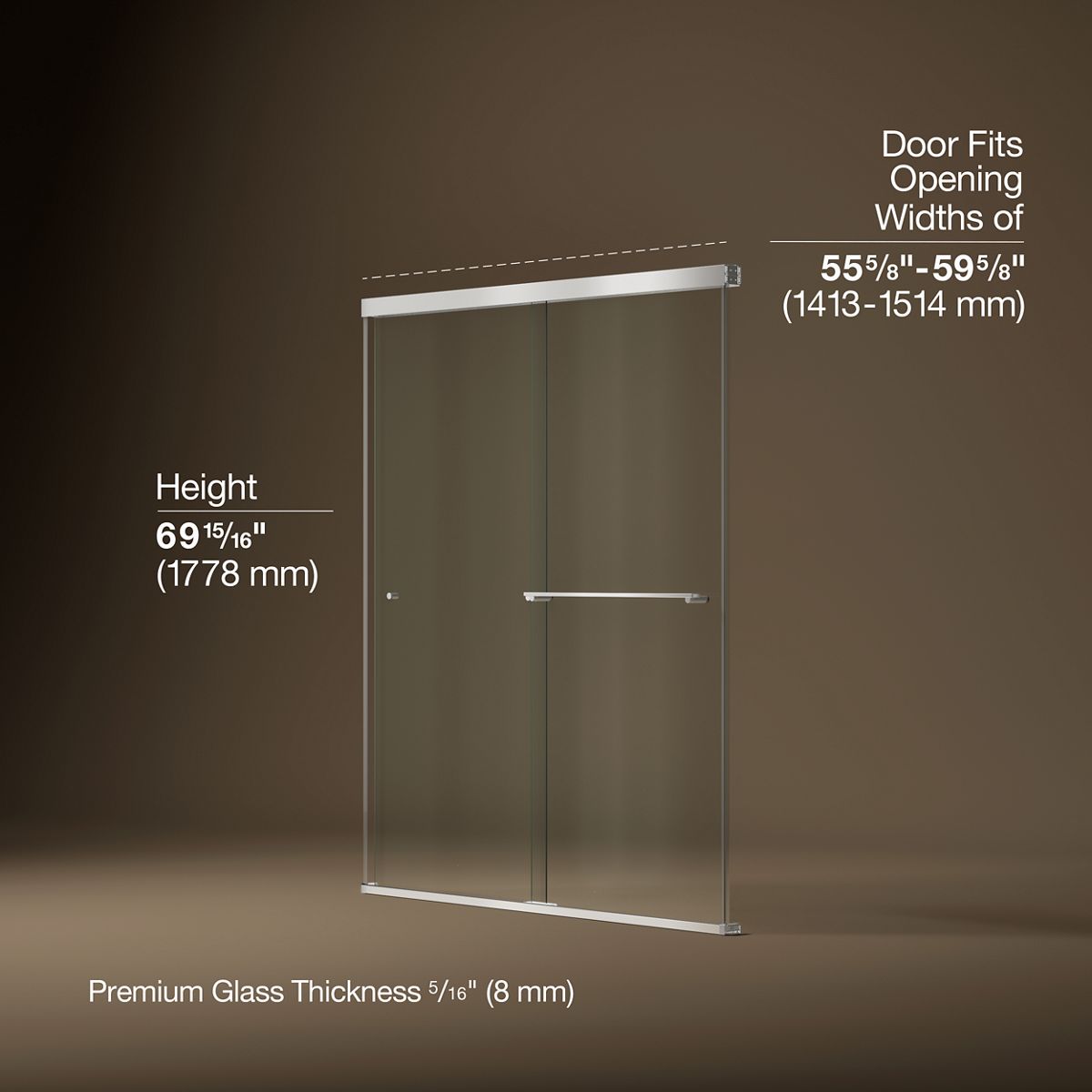 3/4 view of product with dimensions