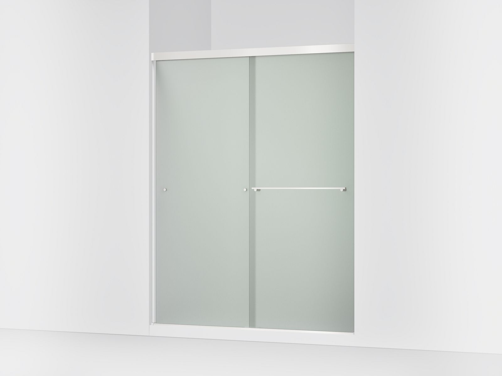 Revel® 55-5/8"-59-5/8" W x 76" H bypass shower door with 5/16"-thick Frosted glass