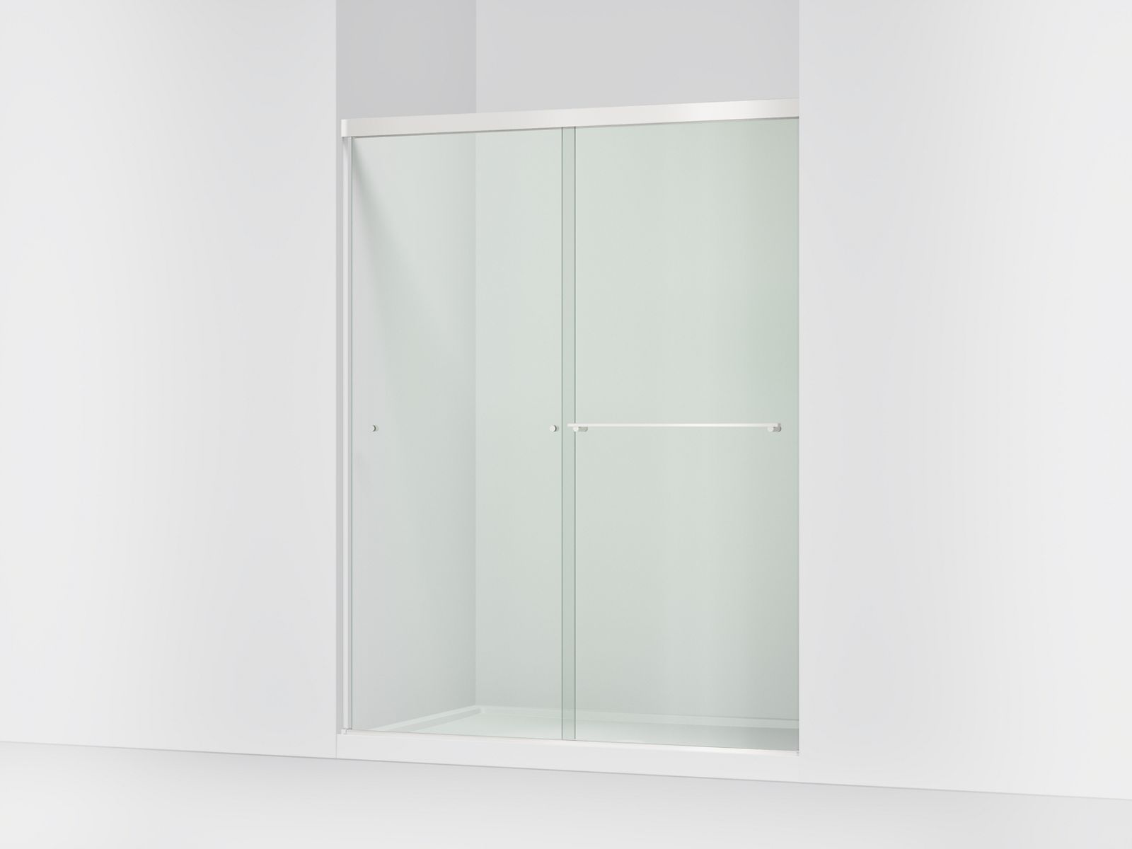 Revel® 55-5/8"-59-5/8" W x 76" H bypass shower door with 5/16"-thick Crystal Clear glass