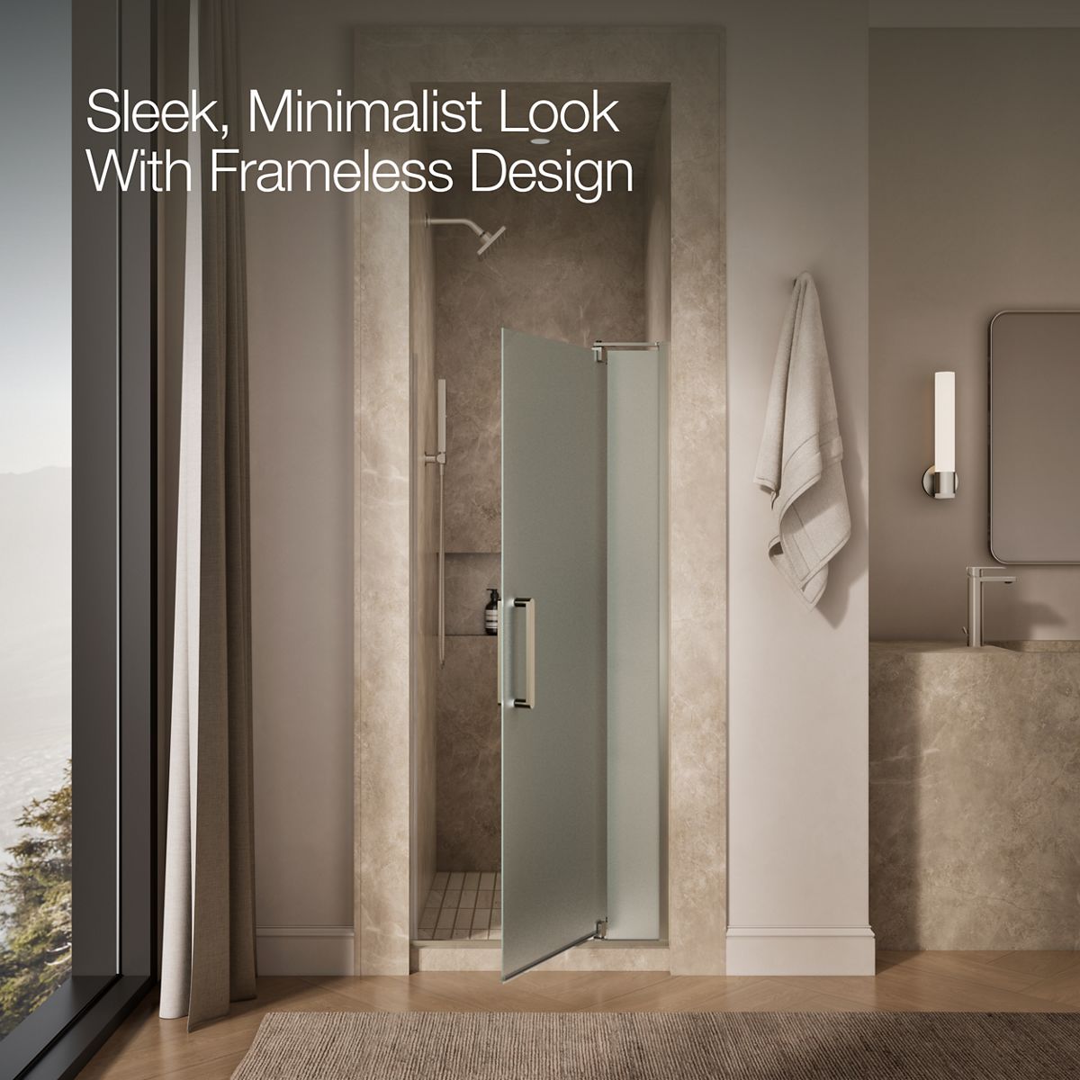 Revel Frameless Pivot Shower Door | K-707500-D3 | KOHLER