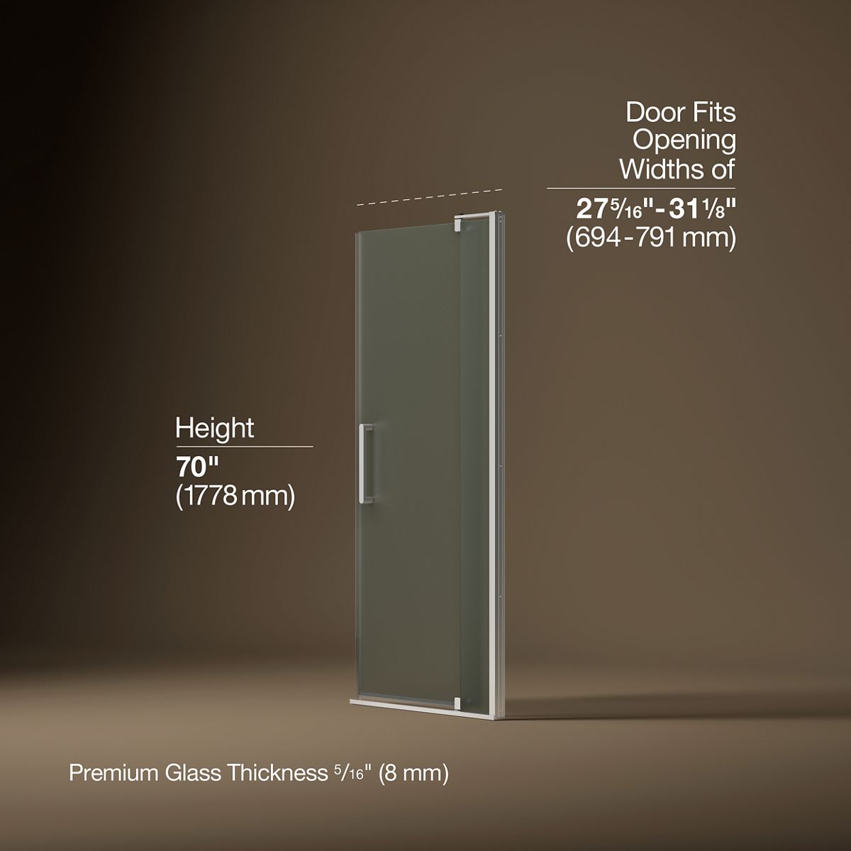 3/4 view of product with dimensions