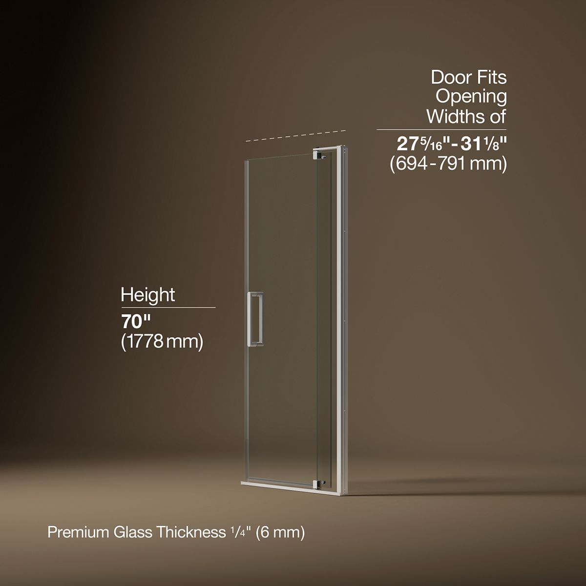 3/4 view of product with dimensions