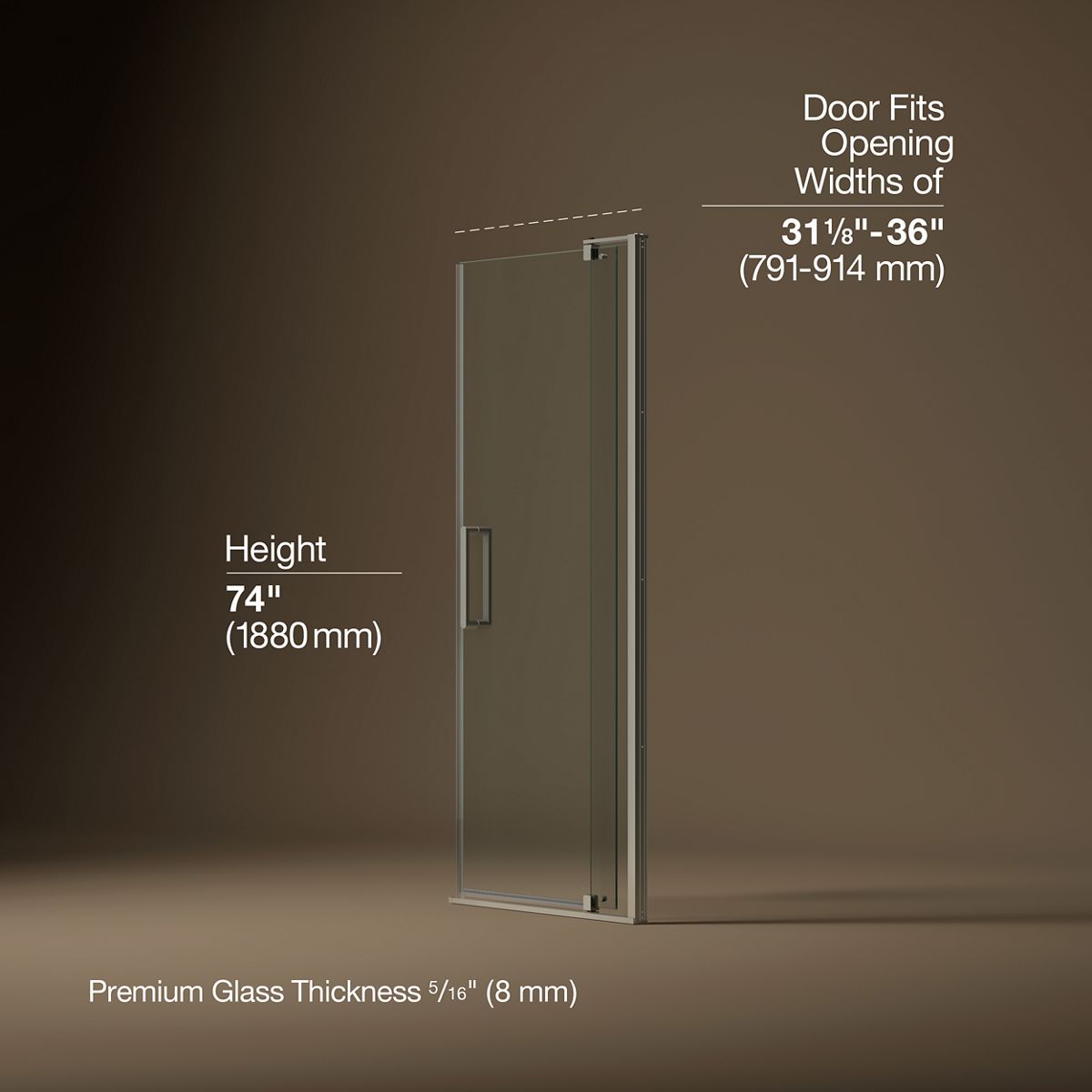 3/4 view of product with dimensions