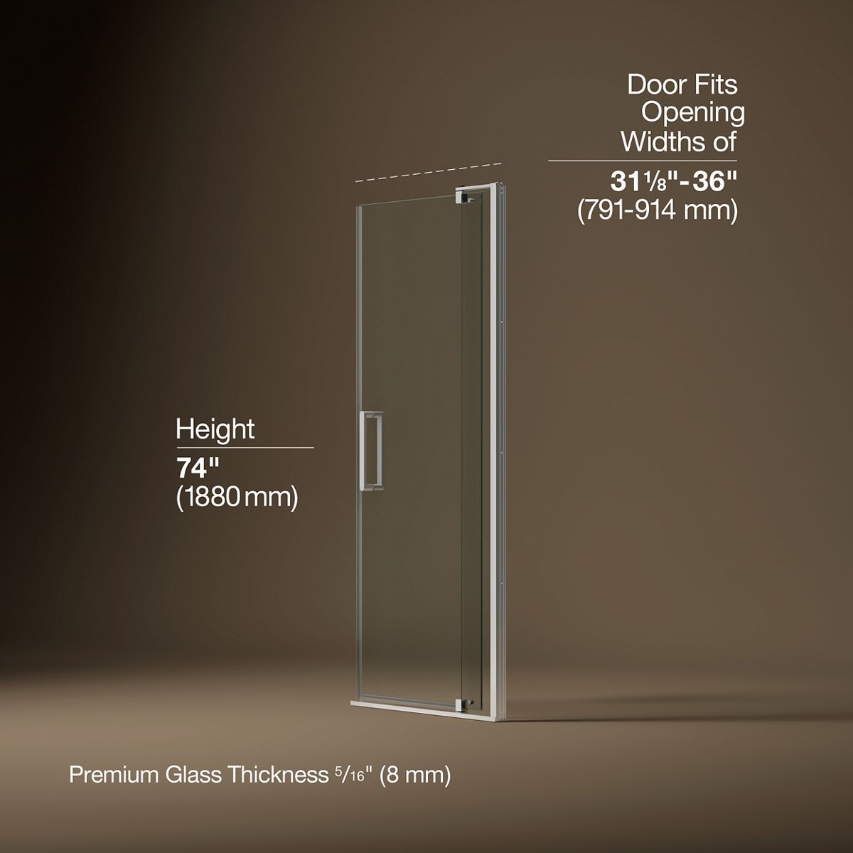 3/4 view of product with dimensions