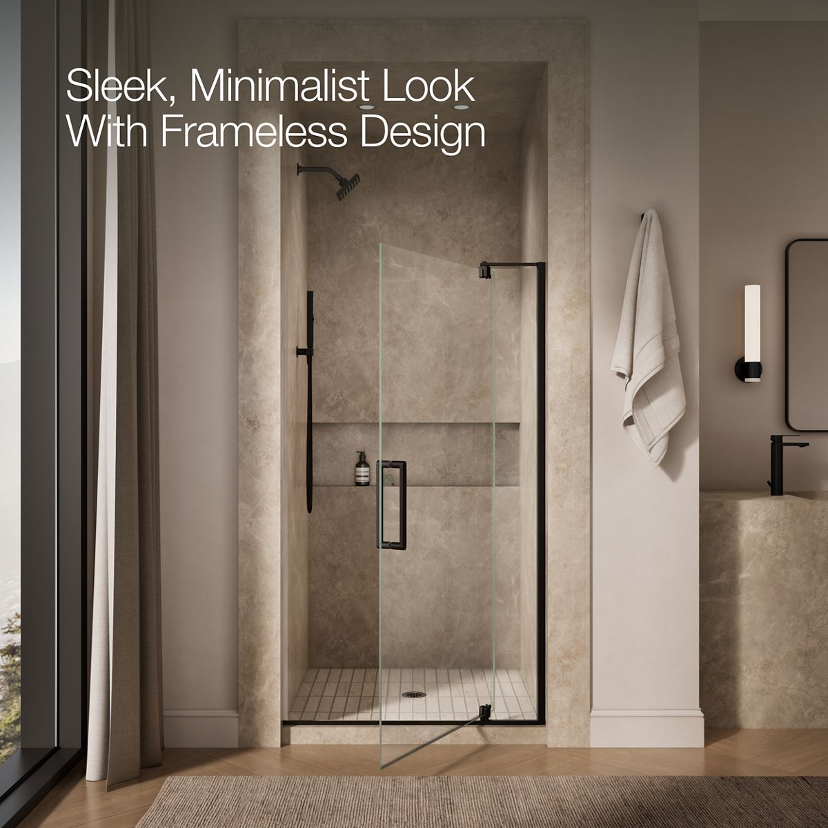 Revel Frameless Pivot Shower Door | K-707541-L | KOHLER
