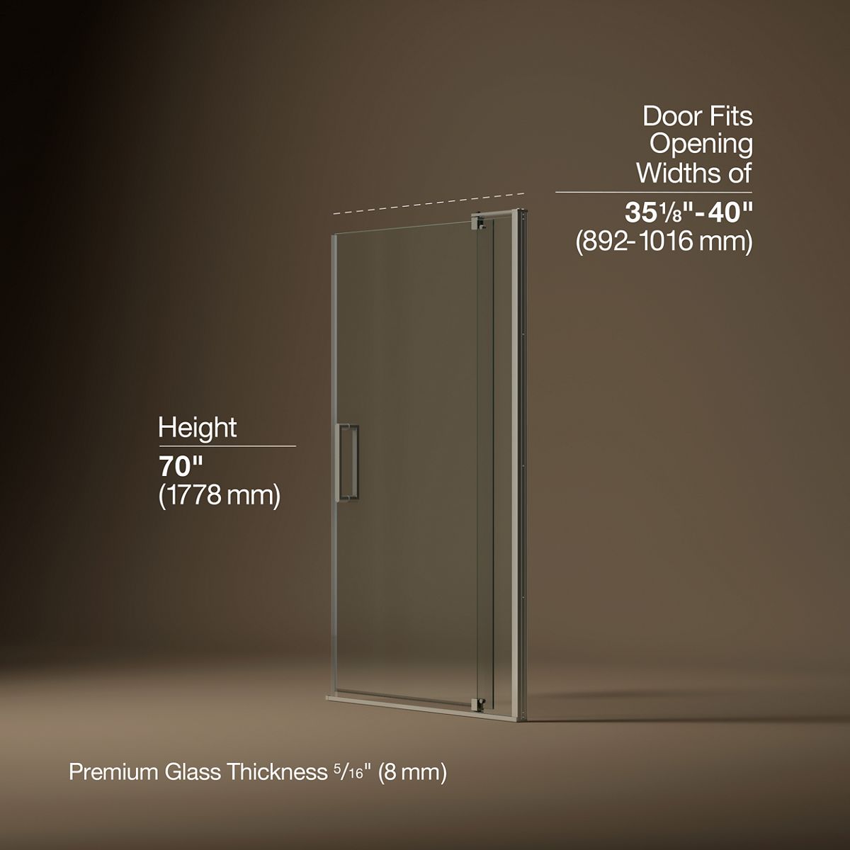3/4 view of product with dimensions