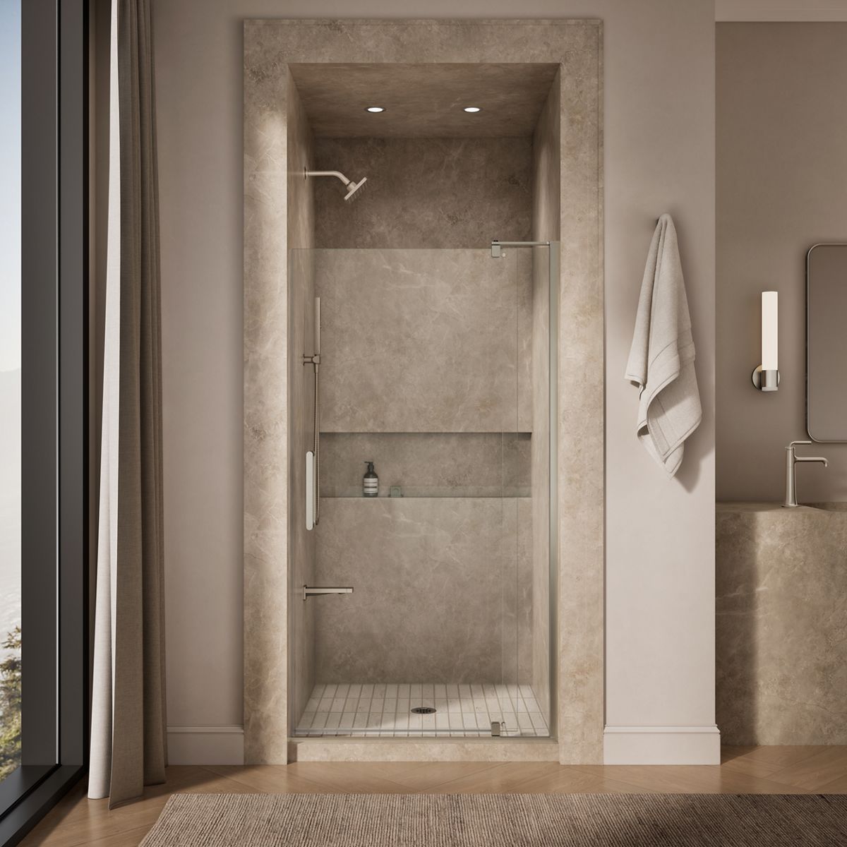 Revel Frameless Pivot Shower Door | K-707536-L | KOHLER