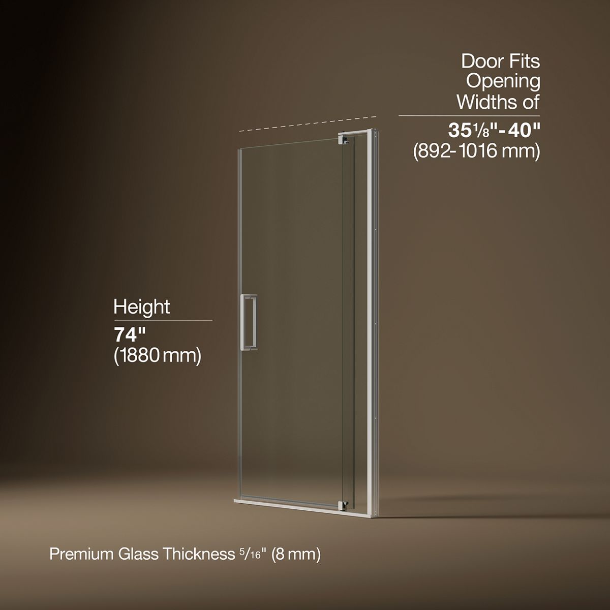 3/4 view of product with dimensions