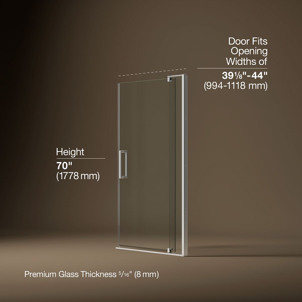 3/4 view of product with dimensions