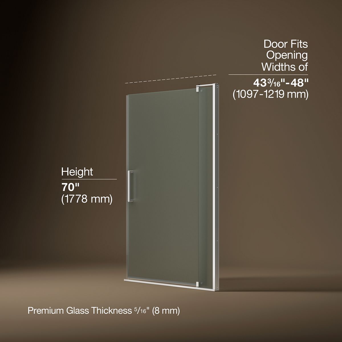 3/4 view of product with dimensions