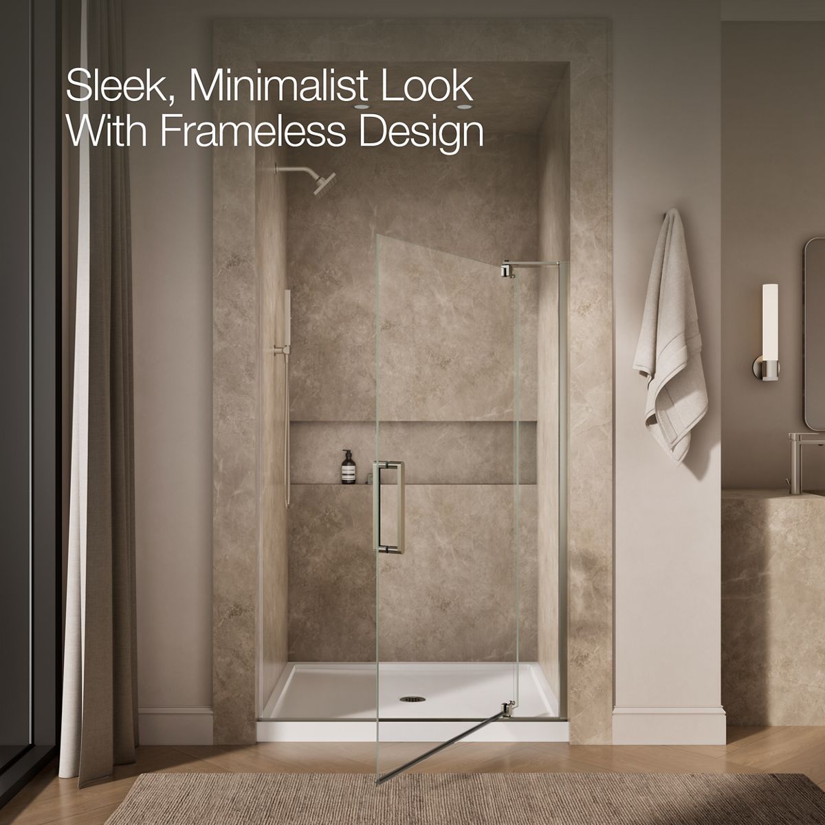 Revel Frameless Pivot Shower Door | K-707551-L | KOHLER