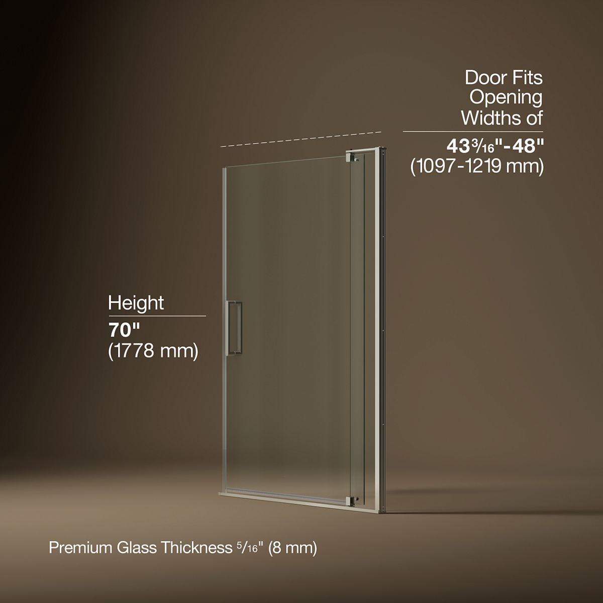 3/4 view of product with dimensions