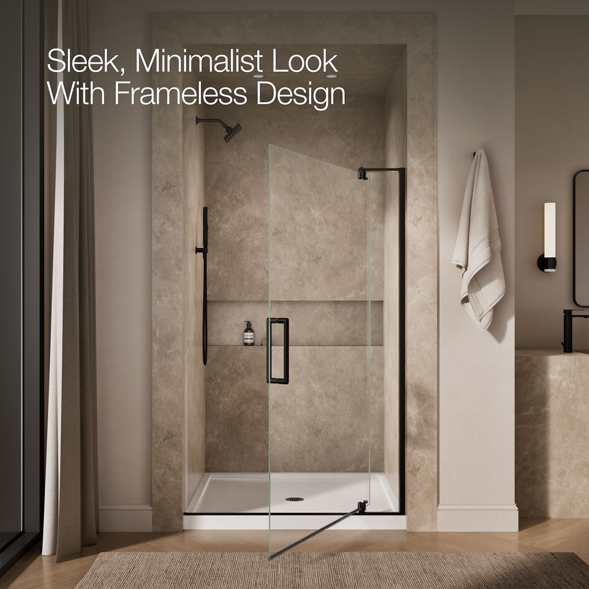 Revel Frameless Pivot Shower Door | K-707556-L | KOHLER