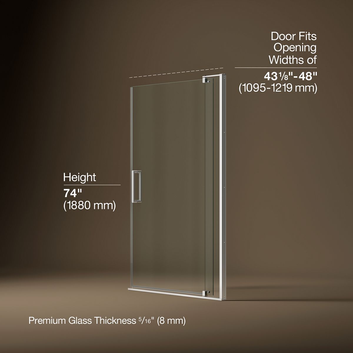 3/4 view of product with dimensions