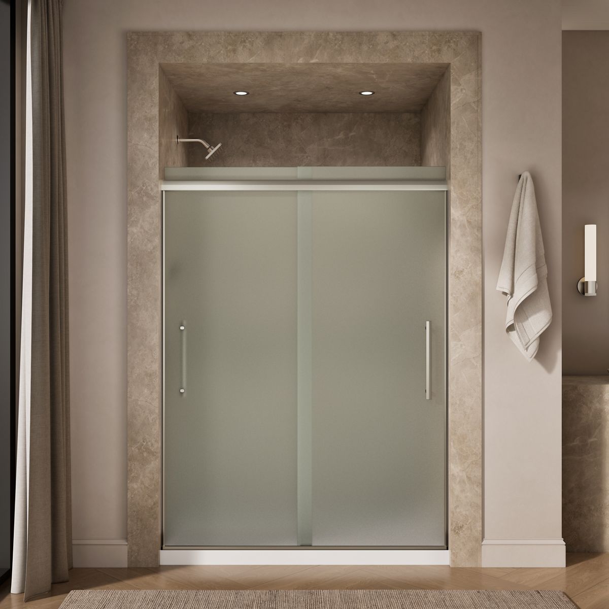 【soracoco】 Pleat Frameless Bypass Shower Door | K-707600-8D3 | KOHLER
