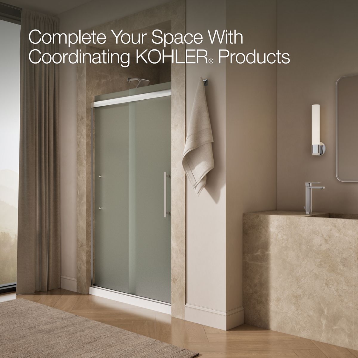 Pleat Frameless Sliding Shower Door | K-707601-8D3 | KOHLER