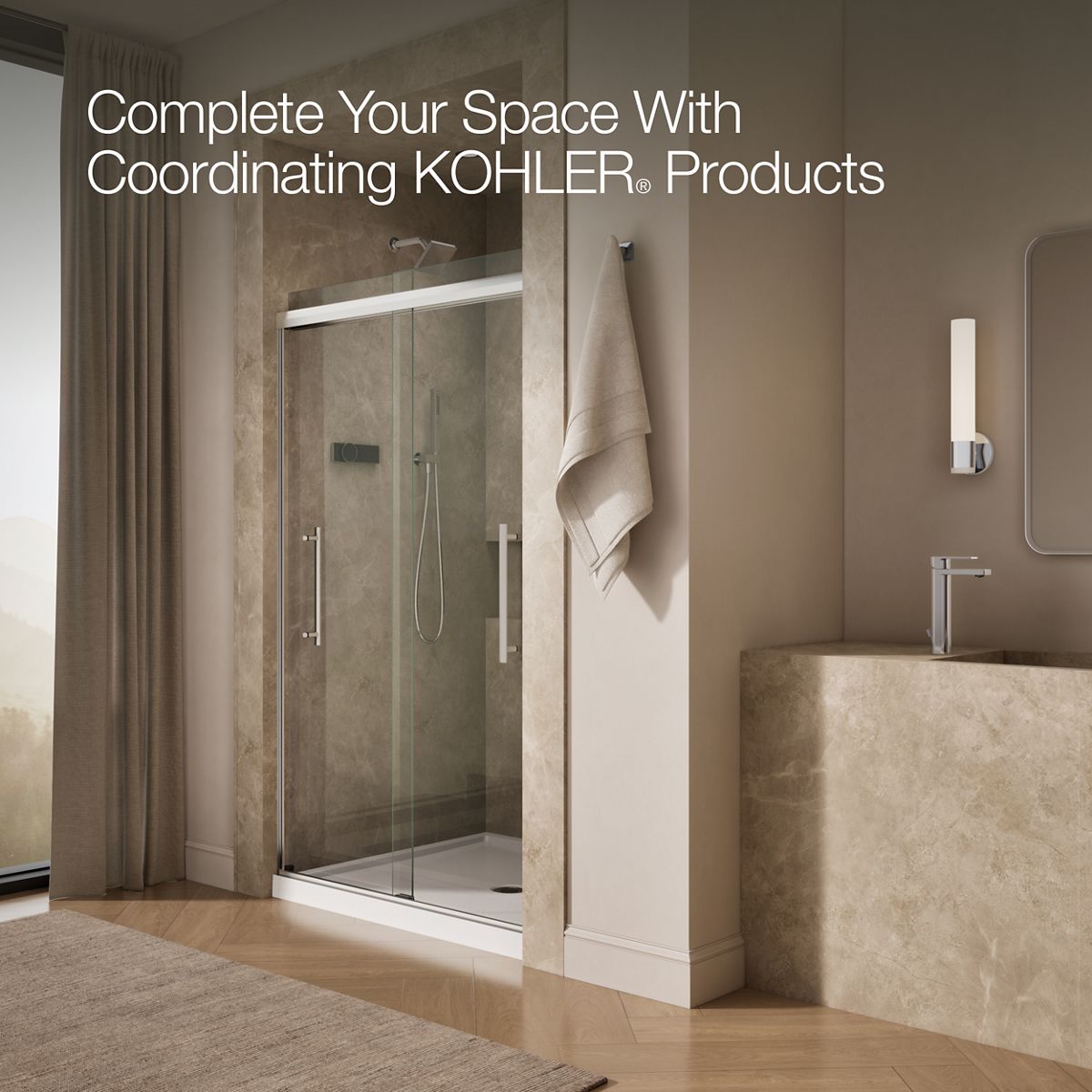 Pleat Frameless Bypass Shower Door | K-707601-8L | KOHLER