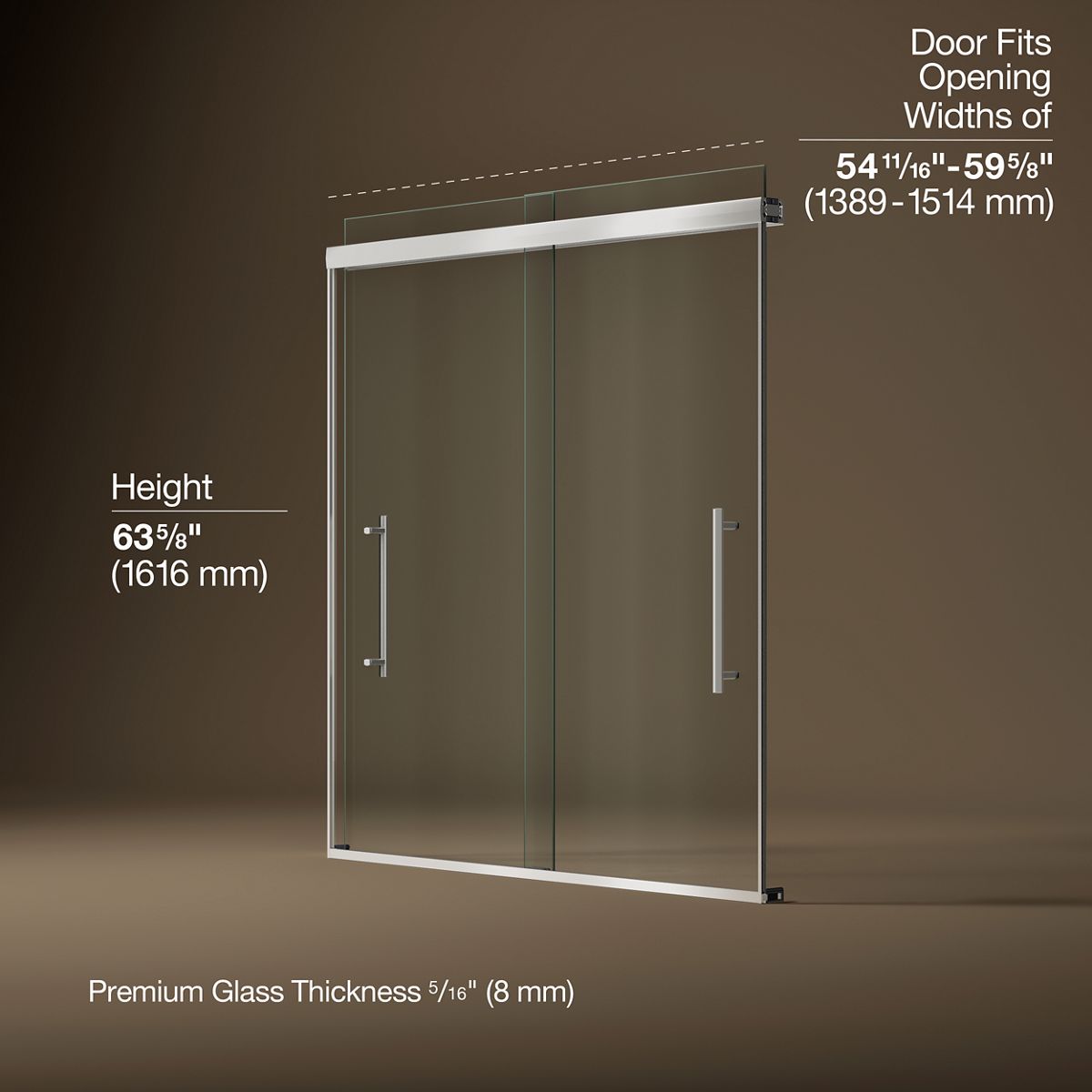 3/4 view of product with dimensions