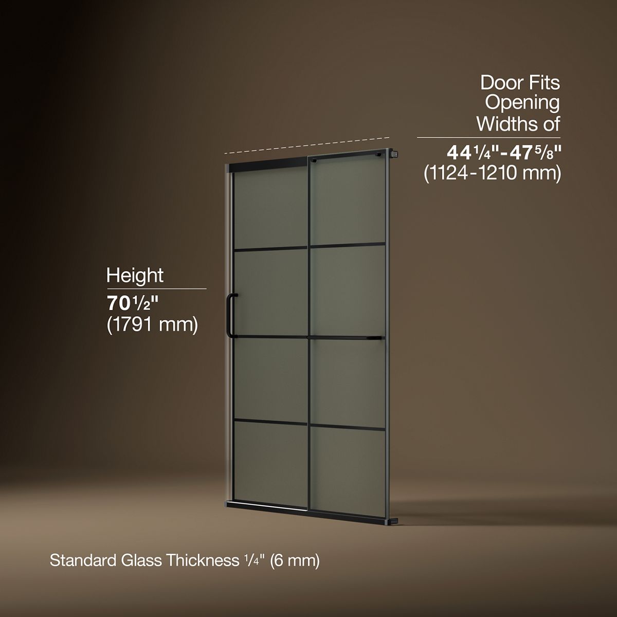 3/4 view of product with dimensions