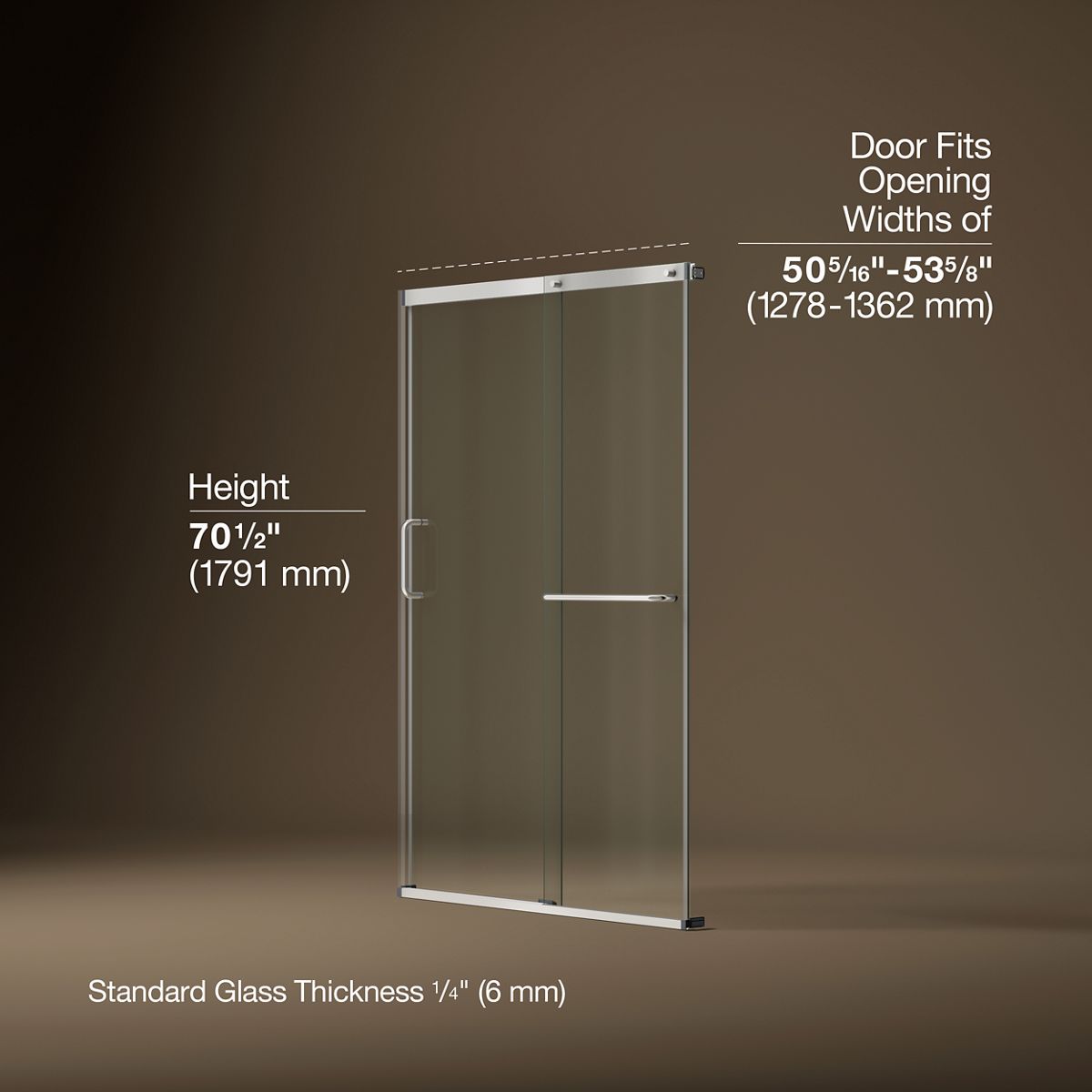 3/4 view of product with dimensions
