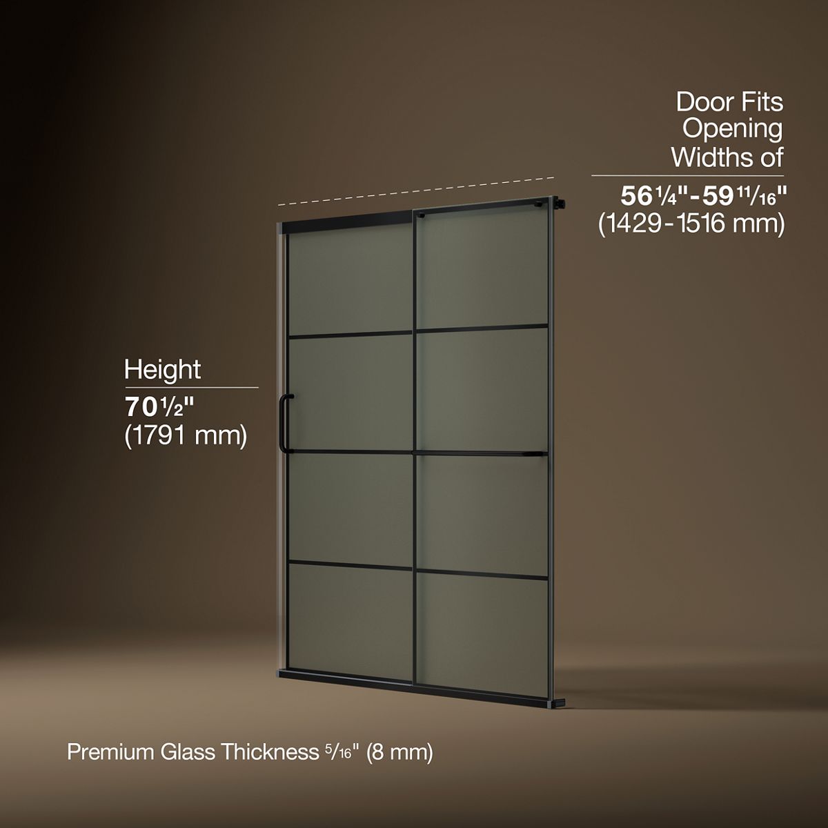 3/4 view of product with dimensions