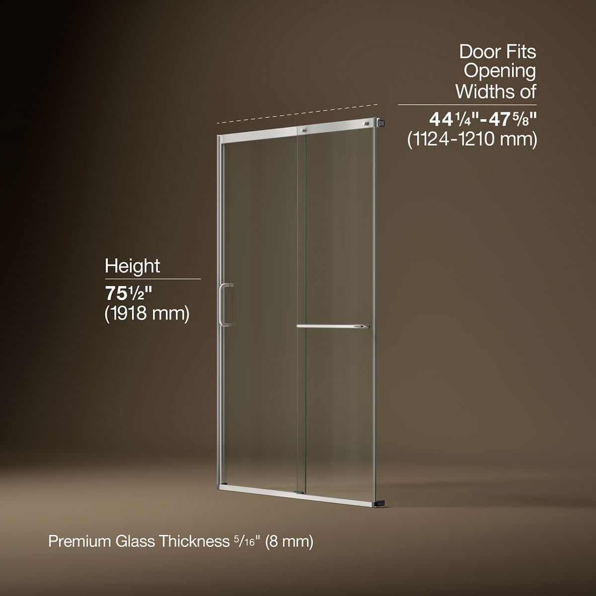 3/4 view of product with dimensions