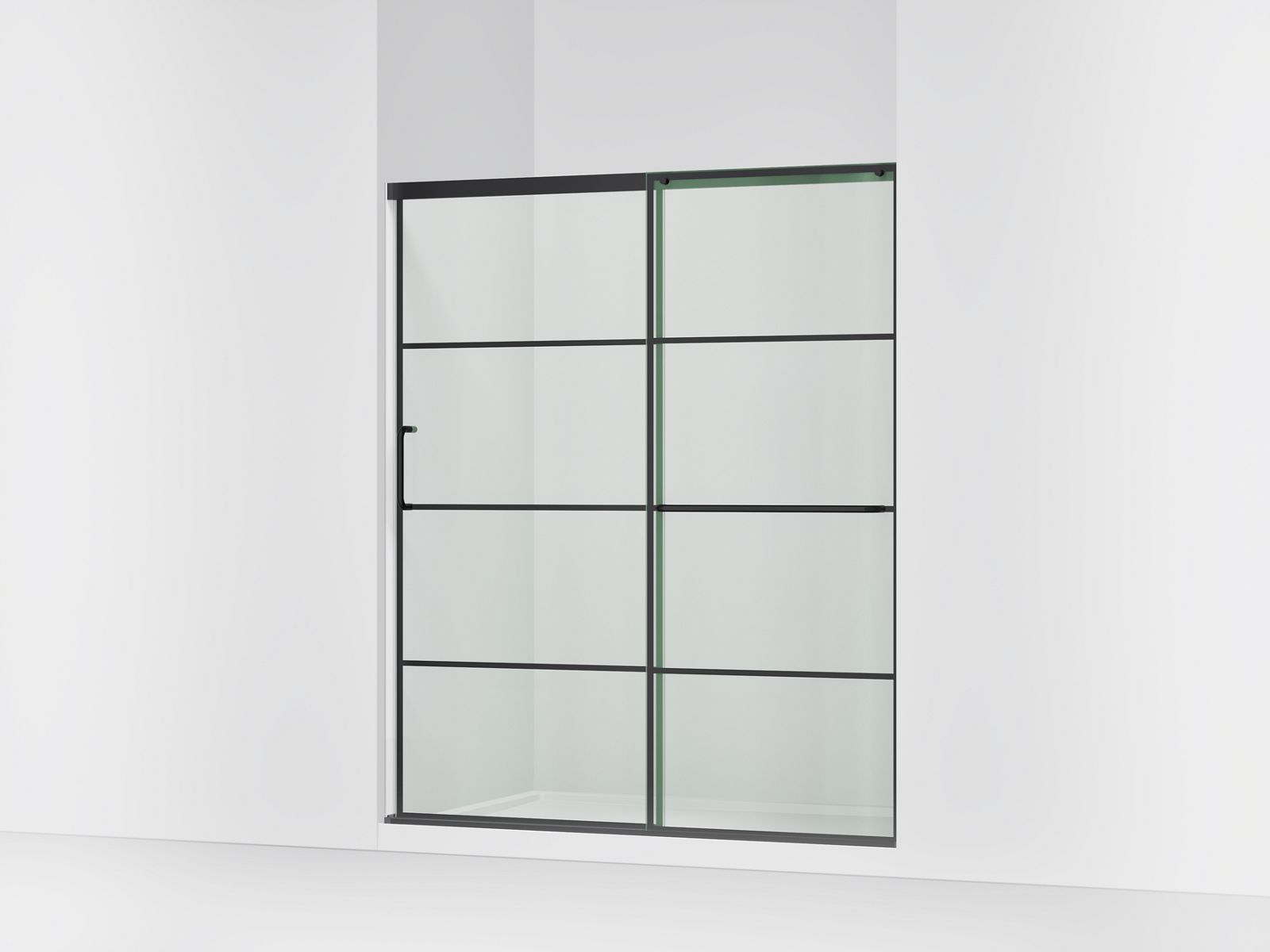 Elate® 62-1/4"-65-5/8" W x 75-1/2" H sliding shower door with 5/16"-thick Crystal Clear glass