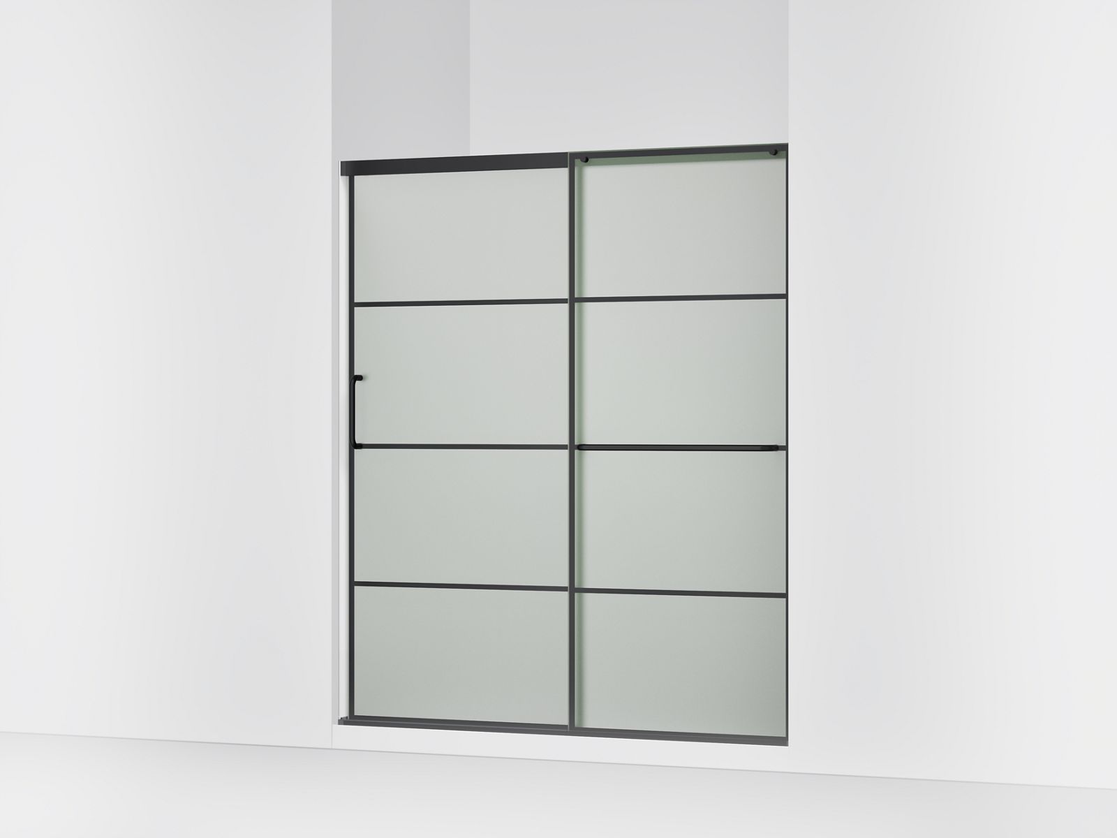 Elate® 62-1/4"-65-5/8" W x 75-1/2" H sliding shower door with 5/16"-thick Frosted glass