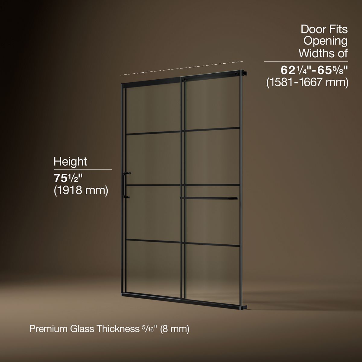 3/4 view of product with dimensions