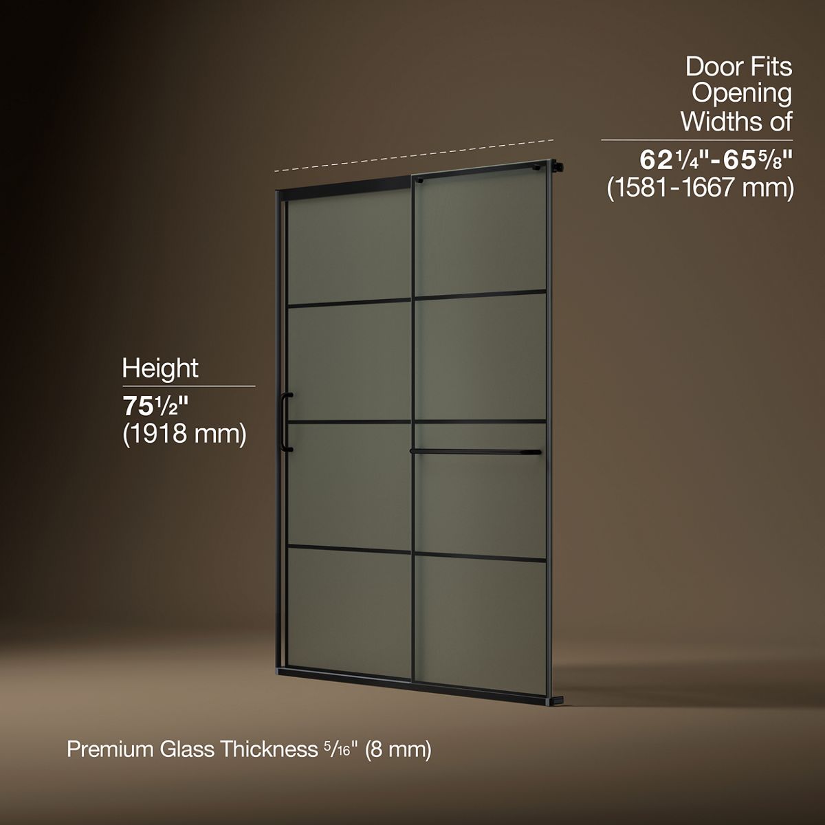 3/4 view of product with dimensions