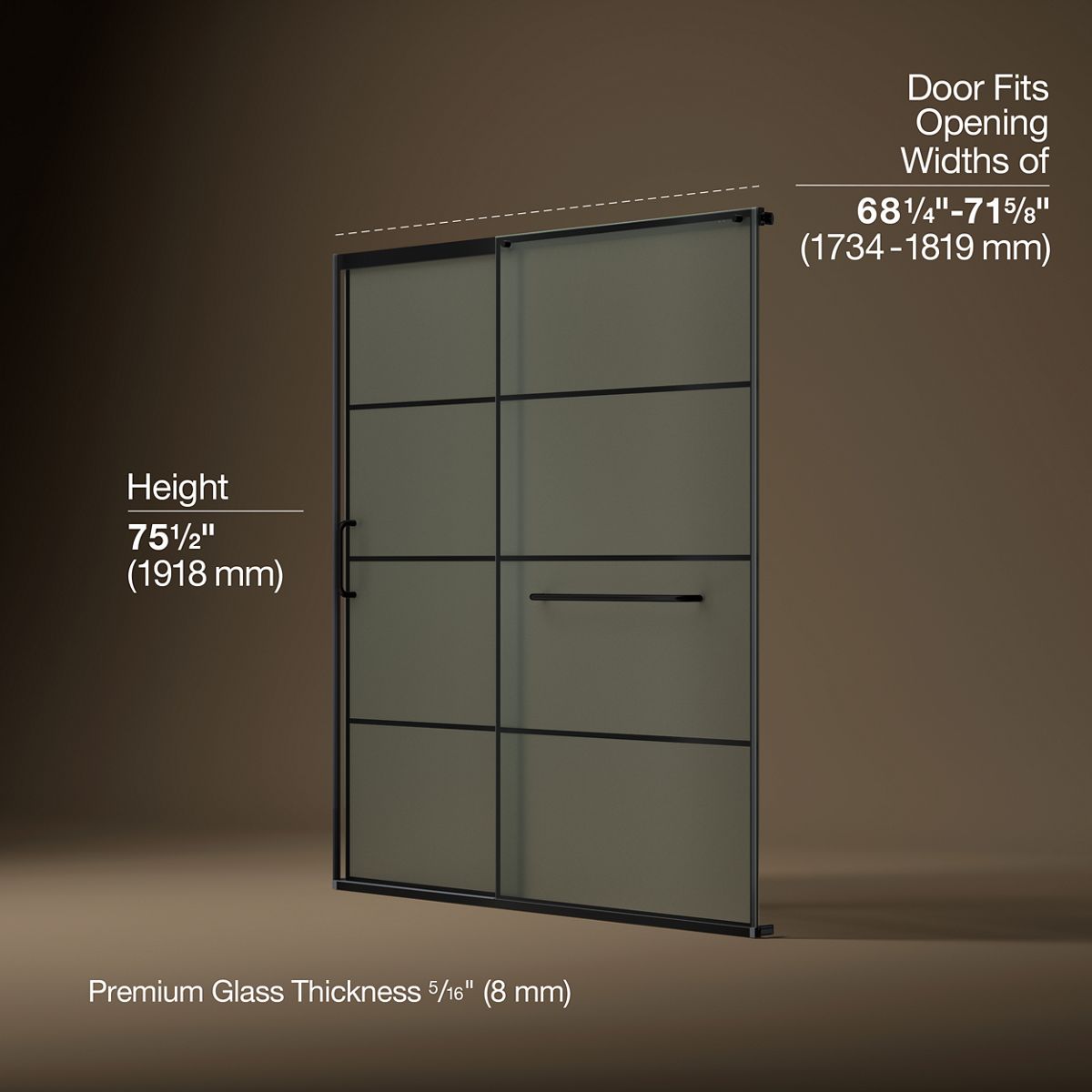 3/4 view of product with dimensions
