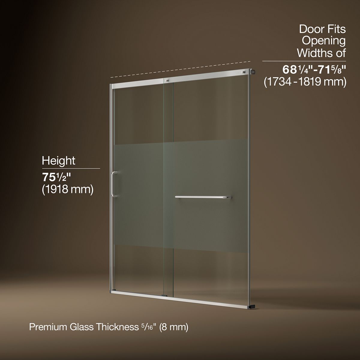 3/4 view of product with dimensions
